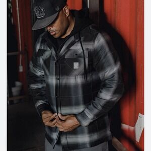 DIXXON Flannel DESTROYER Hooded Flannel Jacket Men's XL Plaid Zip Snap Grunge
